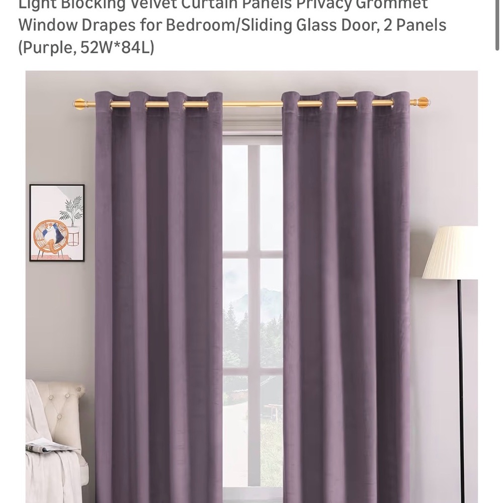 Velvet Curtain Panels in Purple
